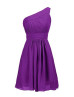 Mini One Shoulder Chiffon Ruched Knee Length Bridesmaid Dress With Folded Sash